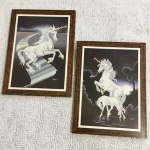 80’s ICONIC Retro Set of Gina Ferraro Modernist Unicorn Prints on Fiberboard